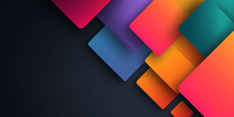 Canvas Print - dark background with multi-colored squares and empty space. abstract geometric illustration. shapes.