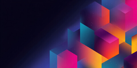 Canvas Print - dark background with multicolored cubes with gradient. abstract geometric illustration. cubic shapes