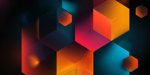 Canvas Print - dark background with multicolored cubes with gradient. abstract geometric illustration. cubic shapes
