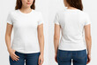 © iPhoto - White t shirt mockup template front and back view for fashion design