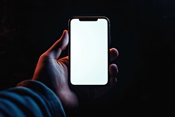 Vibrant Image of Man Hand Holding a Smartphone with Blank Screen