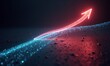 © joeycheung - A vibrant red glowing arrow ascends diagonally from a path of shimmering blue light, symbolizing growth and progress.