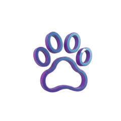 Wall Mural - A stylized paw print rendered in a gradient of blue and purple hues suggesting a modern and playful design element.