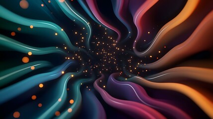 Wall Mural - the image showcases an abstract swirling pattern with multicolored waves emanating from a central po