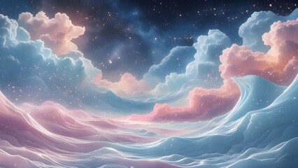 soft pastel cosmic marble with galaxy clouds and stardust