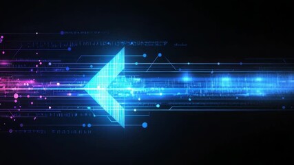 Wall Mural - abstract digital background with neon colors and geometric shapes in motion representing data transf