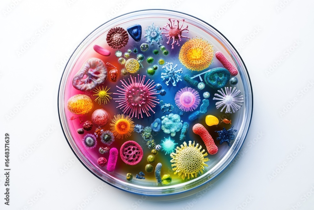 Pathogenic Microbe Lab ภาพประกอบ Stock Microbial bacteria - microscopic germ, unicellular ...
