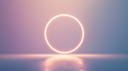 Wall Mural - A minimalistic circular portal set against a clean background, 