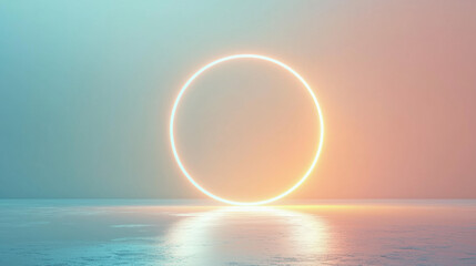 Sticker - A minimalistic circular portal set against a clean background, 