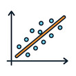 © Useful Videos - A simple line graph with blue dots and an orange regression line on a white background, representing data analysis and statistics in a minimalistic style.