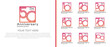 © JOHAN - logo anniversary set. red color with square on white background for special event