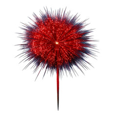 Wall Mural - Fiery red and blue spiky sphere with bright light emanating from center and white background, cut out transparent