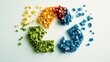© Woro sulistyo lestar - The chemical symbol of a recyclable polymer (e.g., PET) formed by an arrangement of its pellets, scientific art