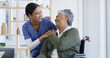 © Ru Booyens/peopleimages.com - Smile, caregiver and old woman in wheelchair at house for assistance, medical advice and homecare. Happy, nurse and senior person with disability of support, healthcare trust and patient consultation