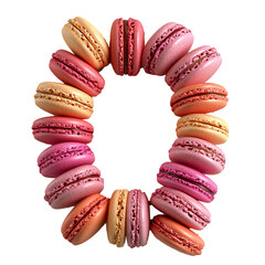 Wall Mural - Top view of a 3D letter Q made of macaroons isolated on a white transparent background