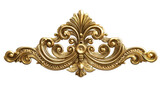 Intricate golden baroque decorative element with ornate scrolls and floral motifs, cut out transparent