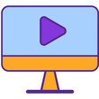 © Salma - Flat line vector icon of a computer monitor with a play button, representing online video streaming, multimedia content, and digital entertainment.