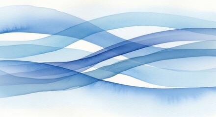 Wall Mural - watercolor painting of flowing blue waves