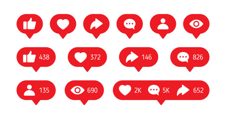 social media notification icon vector	