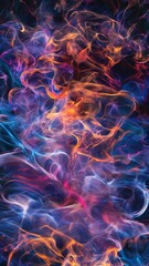 Wall Mural - swirling patterns of orange, blue, and pink smoke fill the frame. the colorful streams interweave an