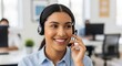 © dals stock - Friendly Female Customer Service Representative with Headset Smiling in Office
