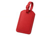 © PNG Kingdom  - Red leather luggage tag hanging, close-up view, transparent backdrop, awaiting customizing details