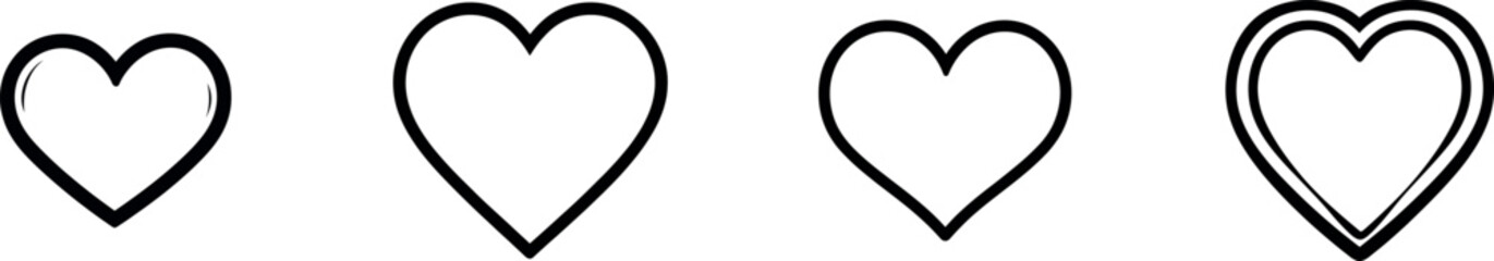 A white isolated background features a one-line drawing of a romantic heart struck by an arrow