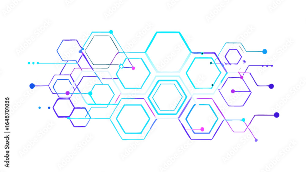 Abstract technology network background with hexagons for science and ...