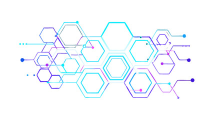 Abstract technology network background with hexagons for science and engineering design use case
