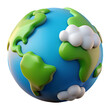 © BiswajeetM. - Detailed 3D Model of Earth Featuring Lush Green Landmasses and White Clouds