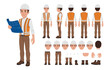 © Jannat - Illustration of a construction worker in various poses isolated on white background a versatile collection for design projects and visual representations of construction personnel