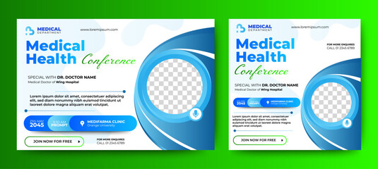 Wall Mural - medical health live webinar conference web banner and social media cover template design