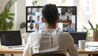 © AMH FX STOCK - A candid shot of a person participating in a virtual business meeting from home, Multicultural Remote Team in Video Conference Meeting