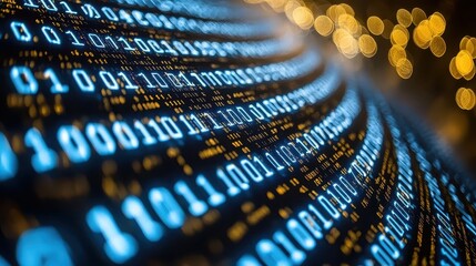 Binary code, like a digital stream, surged across an infinite highway of data, its journey powered by the enigmatic force of Generative AI, a symphony of algorithms and imagination 