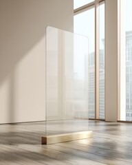 Wall Mural - Modern office partition with gold base in bright room for stylish interior design