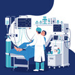 © Emon - Intensive care unit medical equipment and patient monitoring in a hospital setting