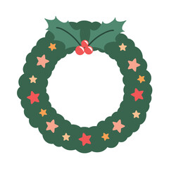 Wall Mural - advent wreath decorated with stars isolated vector illustration