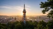 © Yaa - Illuminating Prague: A scenic sunrise view featuring the ?i?kov Television Tower and city landscape