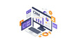 © Santiago - Advanced crm management in modern business technology isometric design