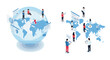 © Santiago - Global teamwork concept with people and data on world map