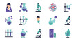 © Sapphire - Colorful science icons featuring laboratory equipment and scientists