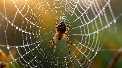 Dew-Kissed Spider in a Delicate Web