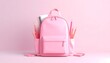 © EBG Stock Studio - Mochila escolar rosa con material de papelería a juego