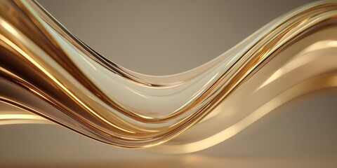 Wall Mural - flowing golden metallic ribbons with smooth surface and elegant reflective light play