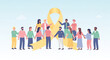 © Cekreks - Illustration of Diverse Group Standing Together with a Yellow Ribbon Symbolizing Support