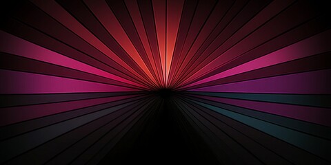 Canvas Print - abstract radiating beams on black surface with warm gradients background for modern presentation