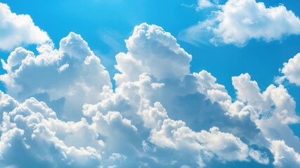 Wall Mural - a single plane flying against a backdrop of fluffy white clouds and a bright blue sky