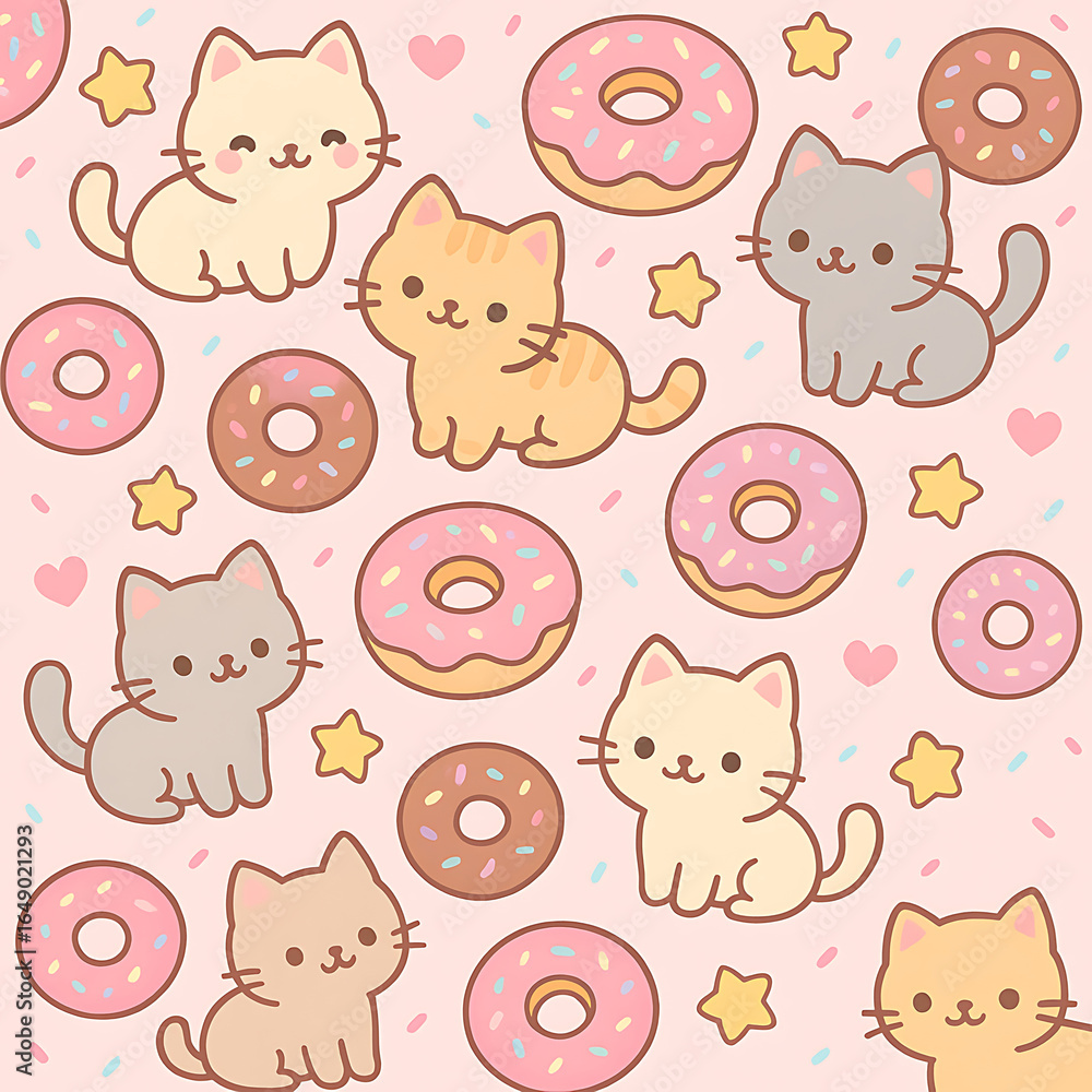seamless pattern with funny cats Stock Photo | Adobe Stock