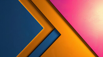 Wall Mural - Vibrant geometric shapes create striking visual contrast with blue, orange, and pink colors, evoking sense of modernity and creativity. interplay of angles adds depth and interest