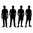 © Adobe - Four male silhouettes standing casually isolated on white background silhouette